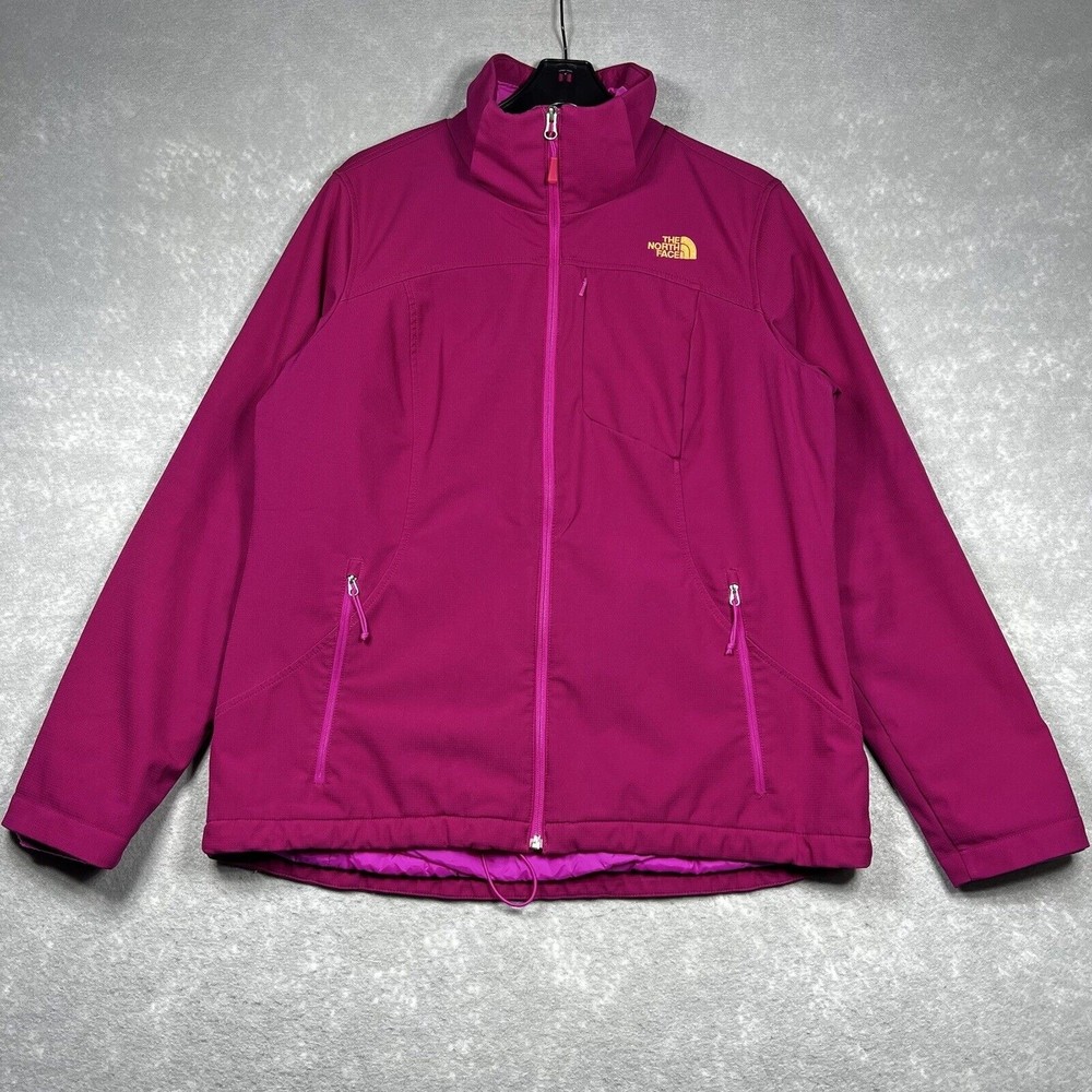 The North Face Women's Magenta Ski Jacket with Yellow Logo